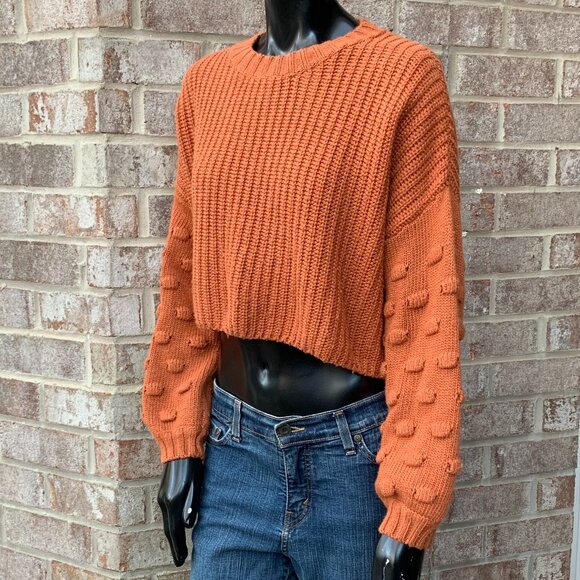 Vestique Cropped Crewneck Knit Long Sleeve Sweater Sz L - Picture 8 of 13
